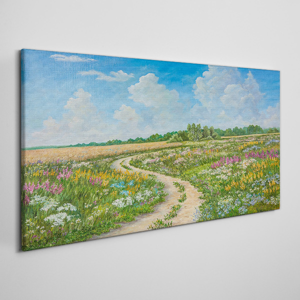 Foto auf leinwand Ein Blumenweg zwischen den Wiesen