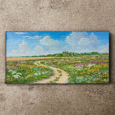 Foto auf leinwand Ein Blumenweg zwischen den Wiesen