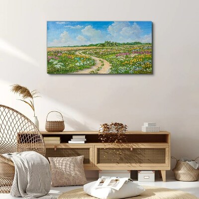 Foto auf leinwand Ein Blumenweg zwischen den Wiesen