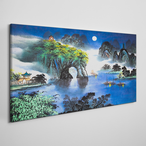 Foto auf leinwand Eine friedliche Nachtlandschaft mit Bergen