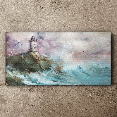 Foto auf leinwand Ein Leuchtturm in einer stürmischen Landschaft