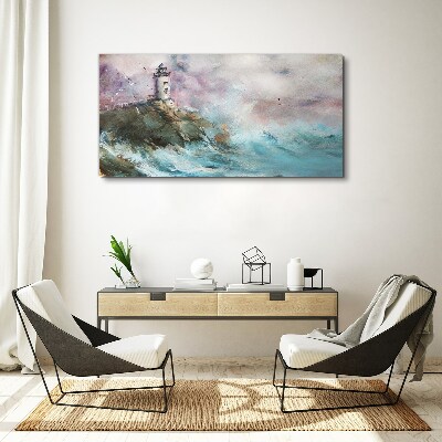 Foto auf leinwand Ein Leuchtturm in einer stürmischen Landschaft