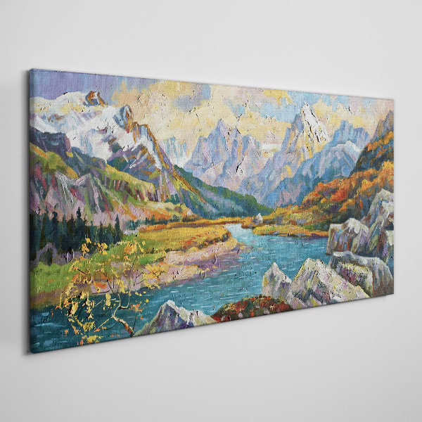 Bild auf leinwand Berglandschaft mit Fluss