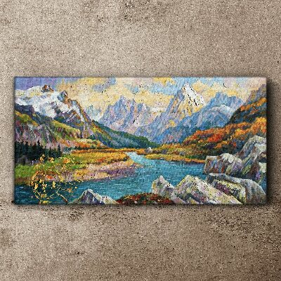 Bild auf leinwand Berglandschaft mit Fluss