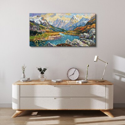 Bild auf leinwand Berglandschaft mit Fluss