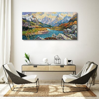 Bild auf leinwand Berglandschaft mit Fluss