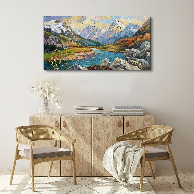 Bild auf leinwand Berglandschaft mit Fluss