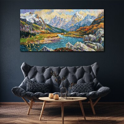 Bild auf leinwand Berglandschaft mit Fluss