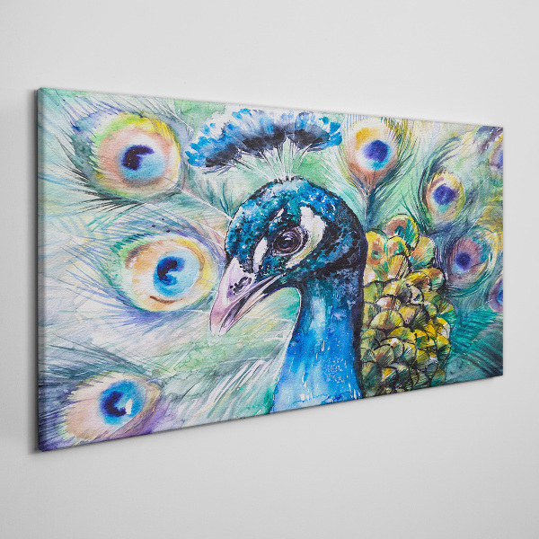 Foto auf leinwand Bunter Pfau zwischen Federn