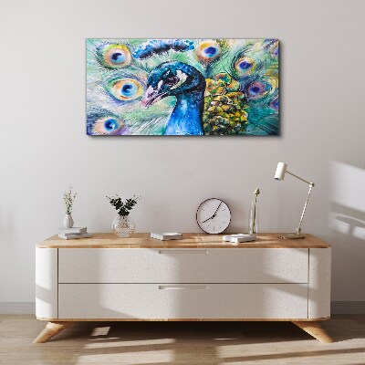 Foto auf leinwand Bunter Pfau zwischen Federn