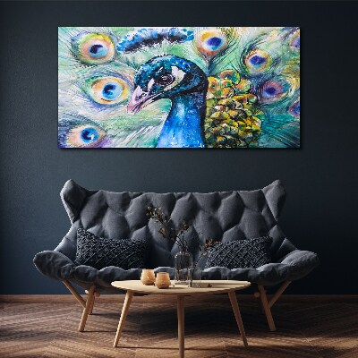Foto auf leinwand Bunter Pfau zwischen Federn