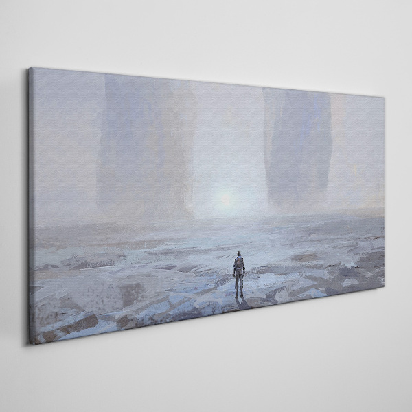 Bild auf leinwand Alleine in einem nebligen Raum wandern
