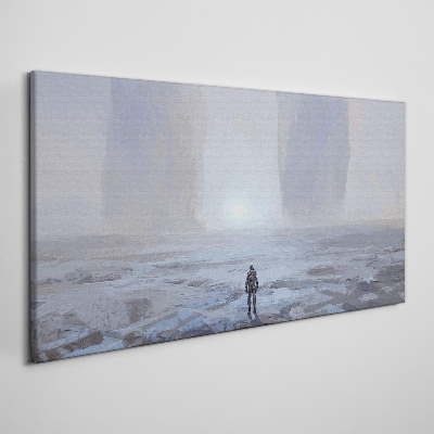 Bild auf leinwand Alleine in einem nebligen Raum wandern