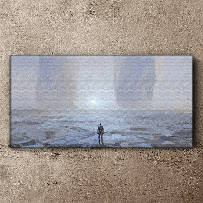Bild auf leinwand Alleine in einem nebligen Raum wandern