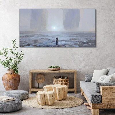 Bild auf leinwand Alleine in einem nebligen Raum wandern