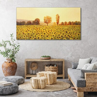 Leinwandbild Blumen Sonnenblumen Bäume