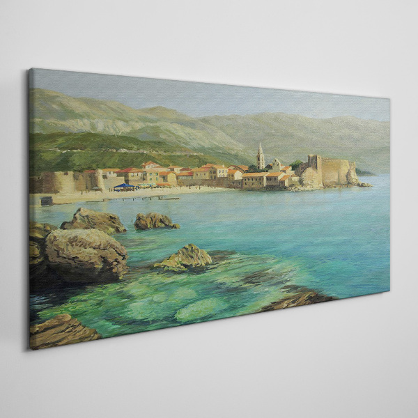 Foto auf leinwand Küstenlandschaft mit Berghügeln