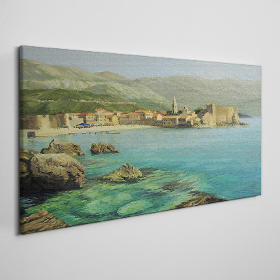 Foto auf leinwand Küstenlandschaft mit Berghügeln