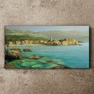 Foto auf leinwand Küstenlandschaft mit Berghügeln