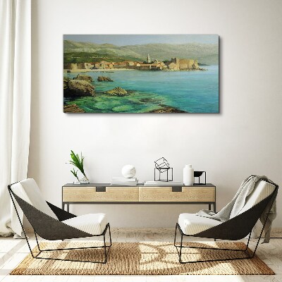 Foto auf leinwand Küstenlandschaft mit Berghügeln