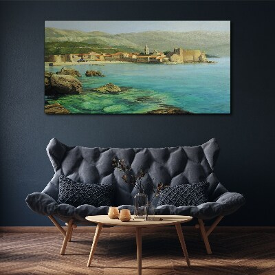 Foto auf leinwand Küstenlandschaft mit Berghügeln