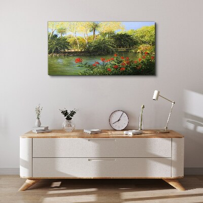 Foto auf leinwand Tropische Landschaft mit einem Fluss