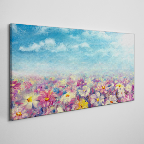 Foto auf leinwand Blumenlandschaft in Blau