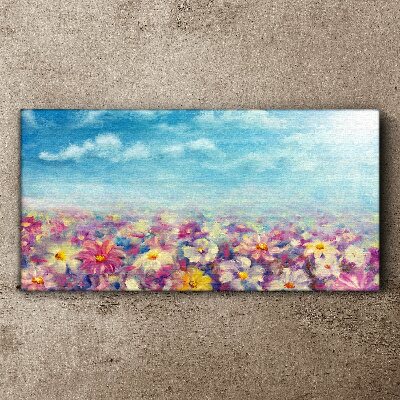 Foto auf leinwand Blumenlandschaft in Blau