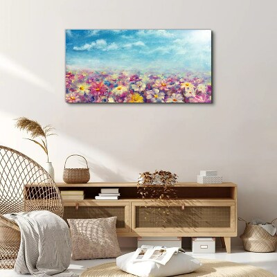 Foto auf leinwand Blumenlandschaft in Blau