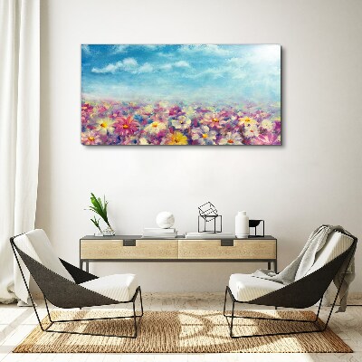 Foto auf leinwand Blumenlandschaft in Blau