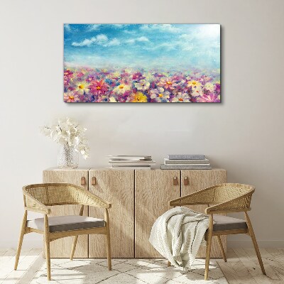 Foto auf leinwand Blumenlandschaft in Blau