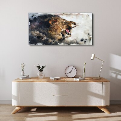 Foto auf leinwand Wütender Löwe in Aquarell