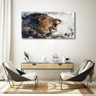 Foto auf leinwand Wütender Löwe in Aquarell