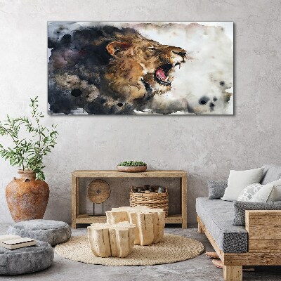 Foto auf leinwand Wütender Löwe in Aquarell