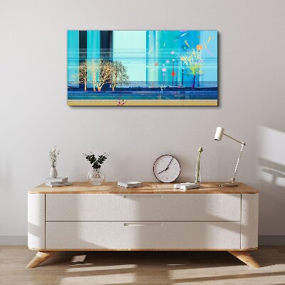 Bild auf leinwand Winterlandschaft in Blau
