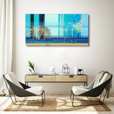 Bild auf leinwand Winterlandschaft in Blau