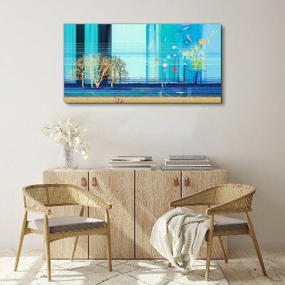 Bild auf leinwand Winterlandschaft in Blau