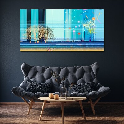 Bild auf leinwand Winterlandschaft in Blau