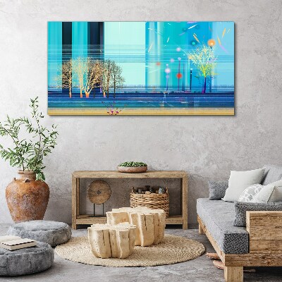 Bild auf leinwand Winterlandschaft in Blau