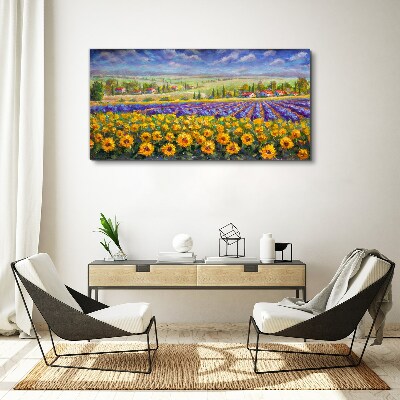 Wandbild Blumenlandschaft im Sonnenlicht