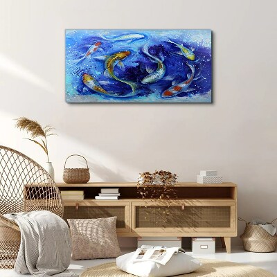 Foto auf leinwand Karpfentanz im blauen Wasser