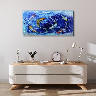 Foto auf leinwand Karpfentanz im blauen Wasser