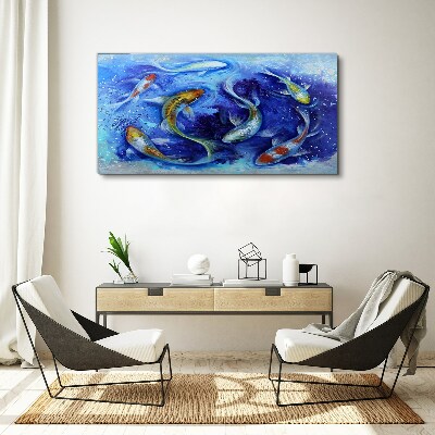 Foto auf leinwand Karpfentanz im blauen Wasser