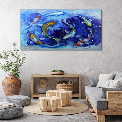 Foto auf leinwand Karpfentanz im blauen Wasser