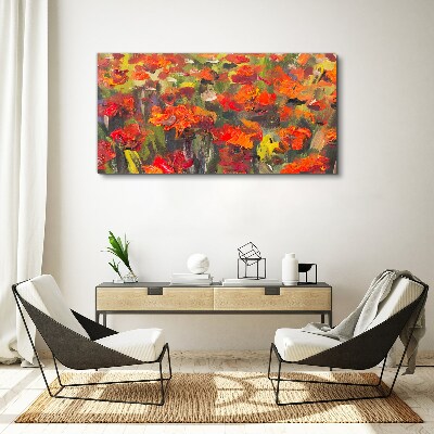Foto auf leinwand Eine Blumenlandschaft in intensiven Farben