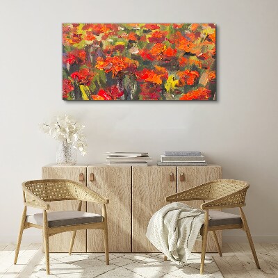 Foto auf leinwand Eine Blumenlandschaft in intensiven Farben