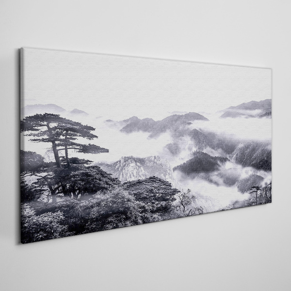 Foto auf leinwand Nebliges Bergpanorama