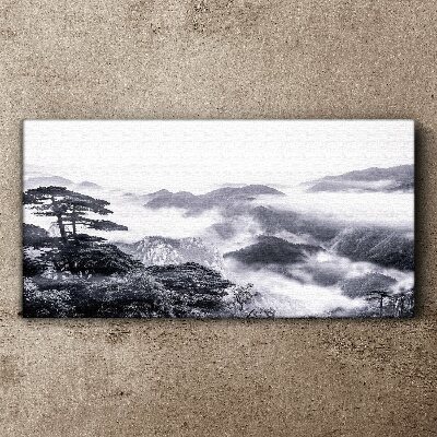 Foto auf leinwand Nebliges Bergpanorama