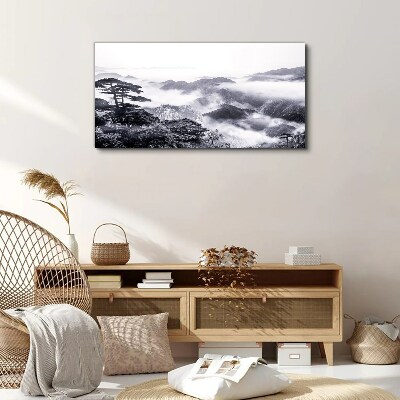 Foto auf leinwand Nebliges Bergpanorama
