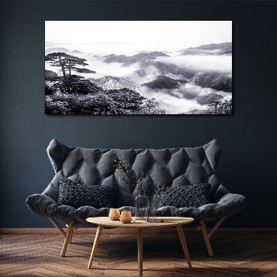 Foto auf leinwand Nebliges Bergpanorama